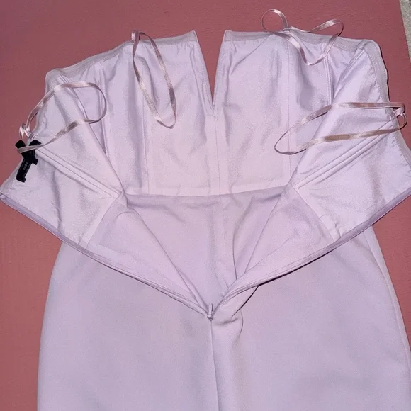 BCBGMaxAzria Lilac Column Strapless Gown w/ Split - Picture 8 of 11